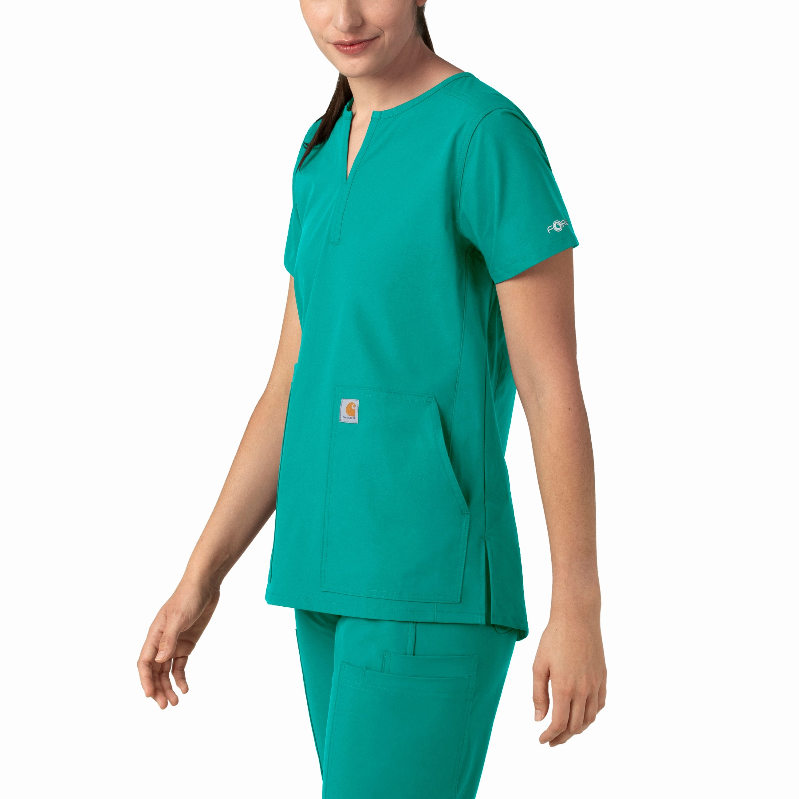Carhartt Force Essentials Women's Notch Neck Tunic Scrub Top - Teal Blue