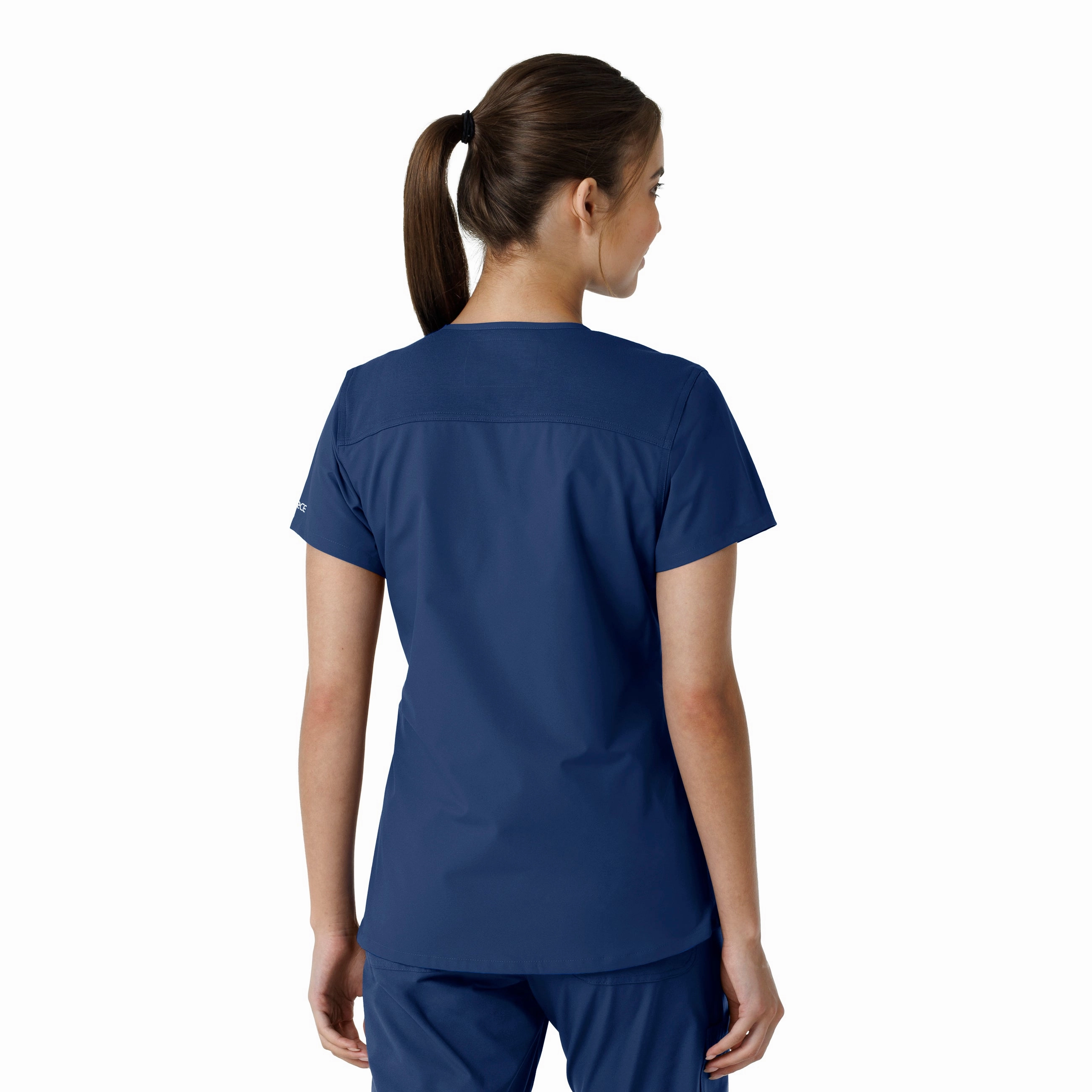 Carhartt Force Essentials Women's V-Neck Knit Panel Scrub Top - Navy
