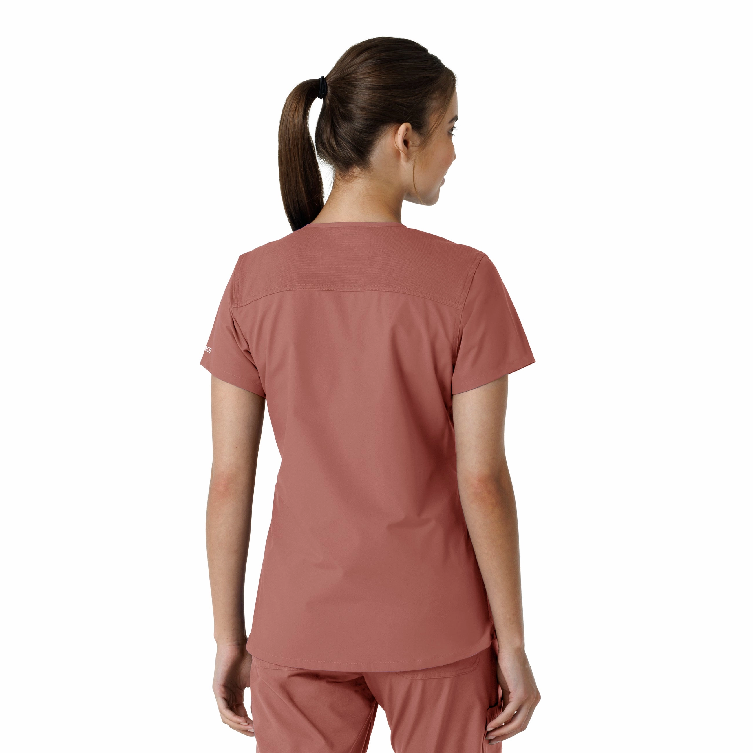 Carhartt Force Essentials Women's V-Neck Knit Panel Scrub Top - Wildrose