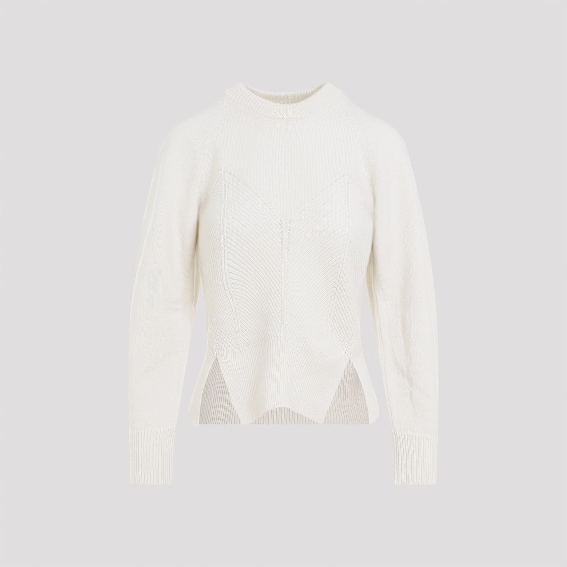 Chevron Ivory Cashmere Pullover