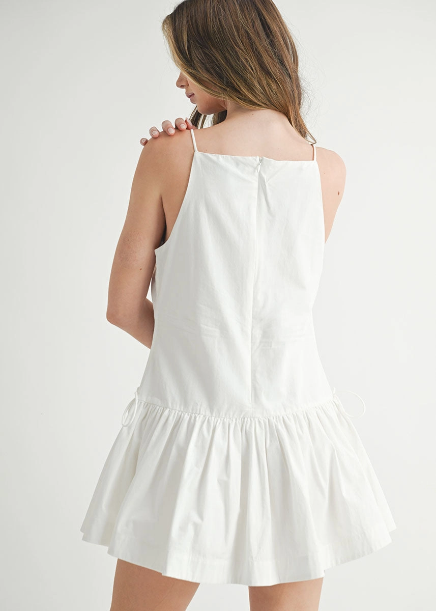 Clara Bow Tie Mini Dress - Off-White