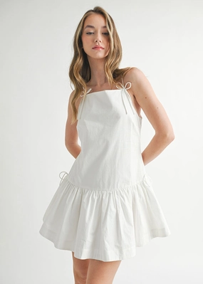 Clara Bow Tie Mini Dress - Off-White