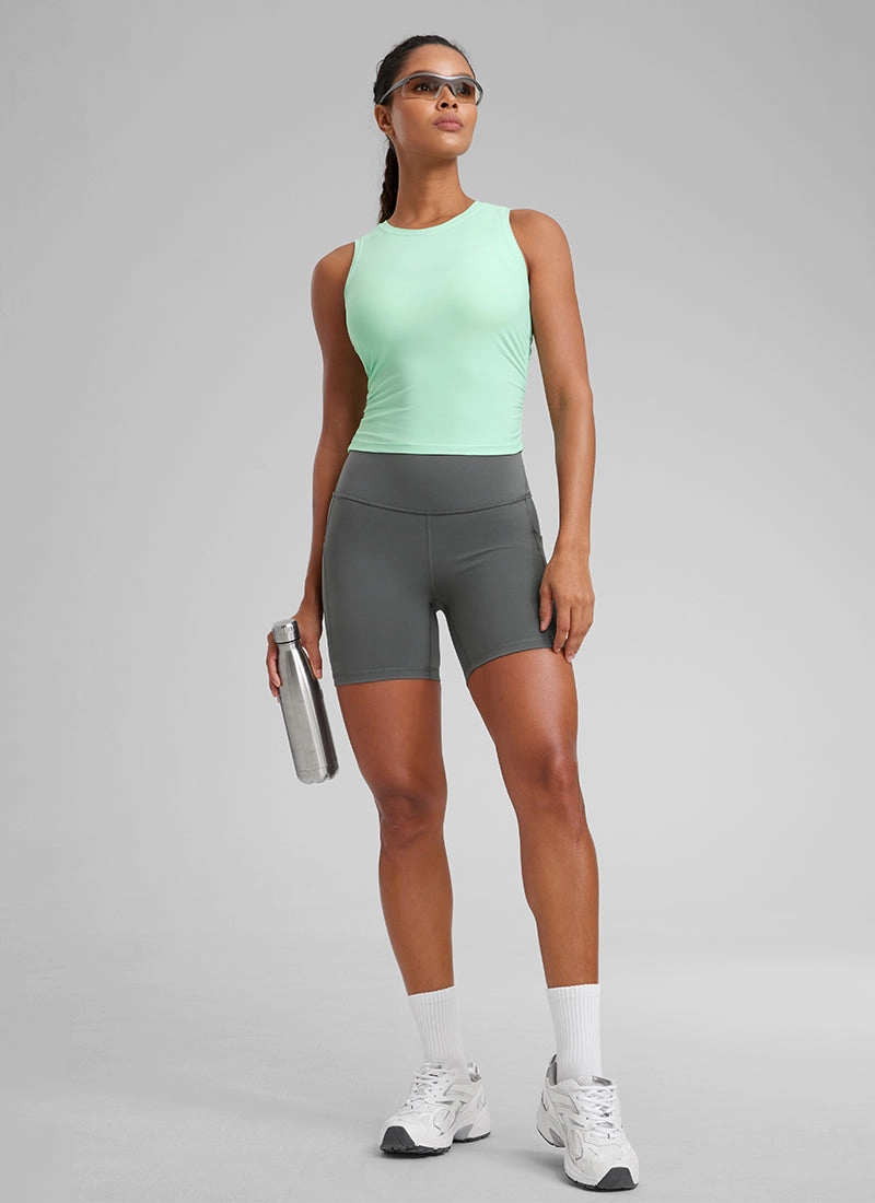 Cloudweight High Neck Ruched Tank Tops