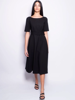 Cool Wool Dress with Black Belt