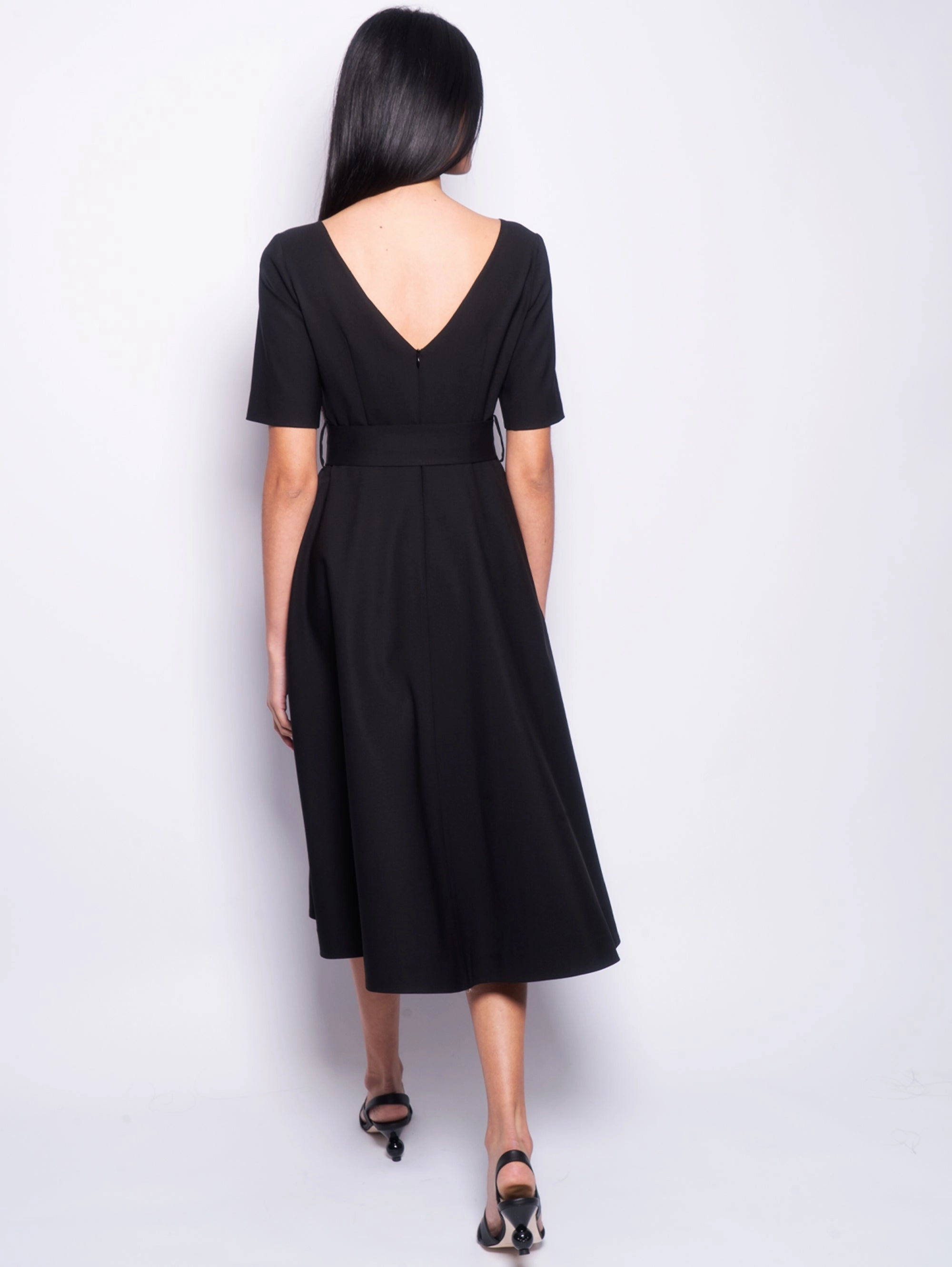 Cool Wool Dress with Black Belt