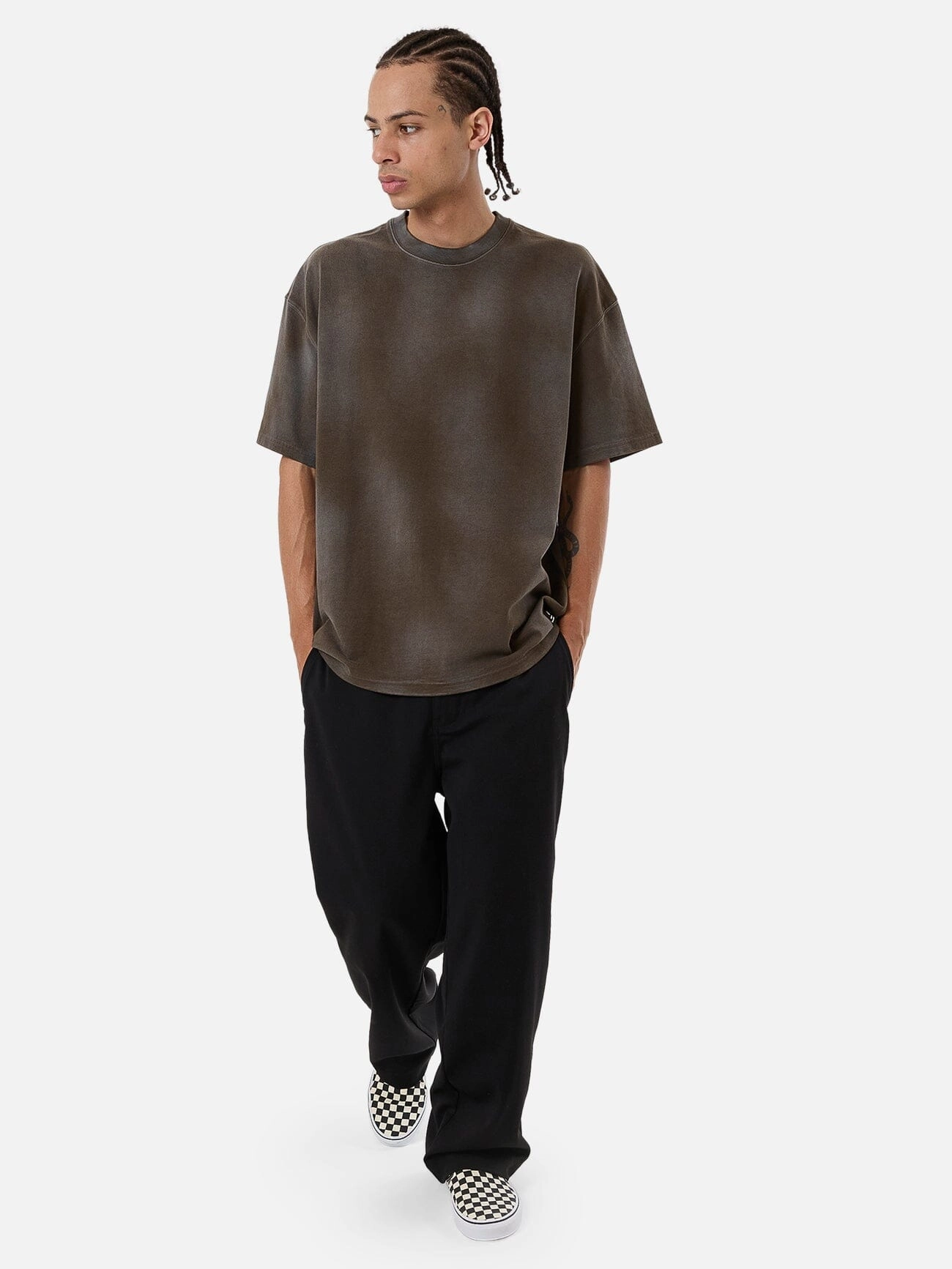Cortex Worn Box Fit Oversize Tee - Faded Tarmac