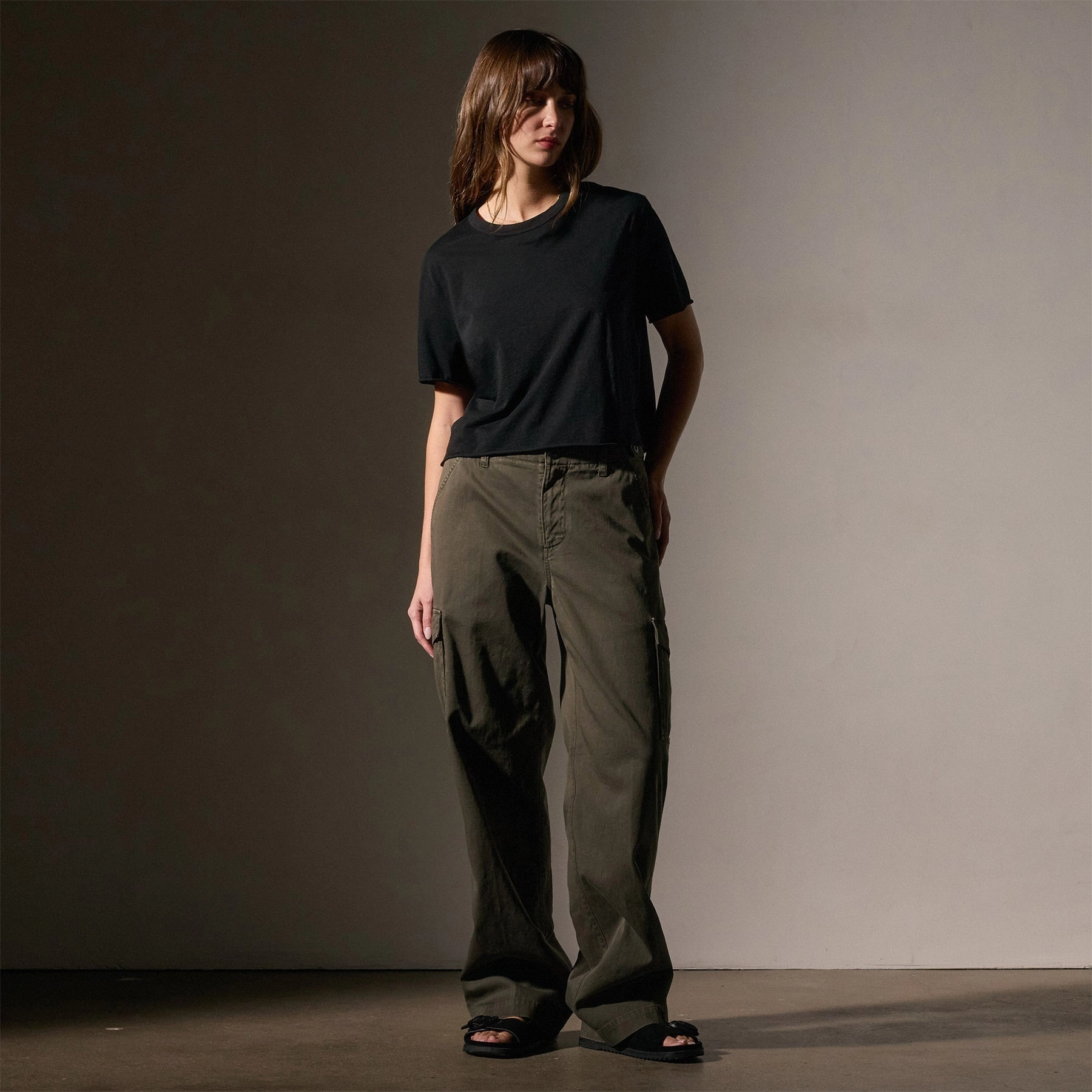 Cotton Linen Silk Tee - Black