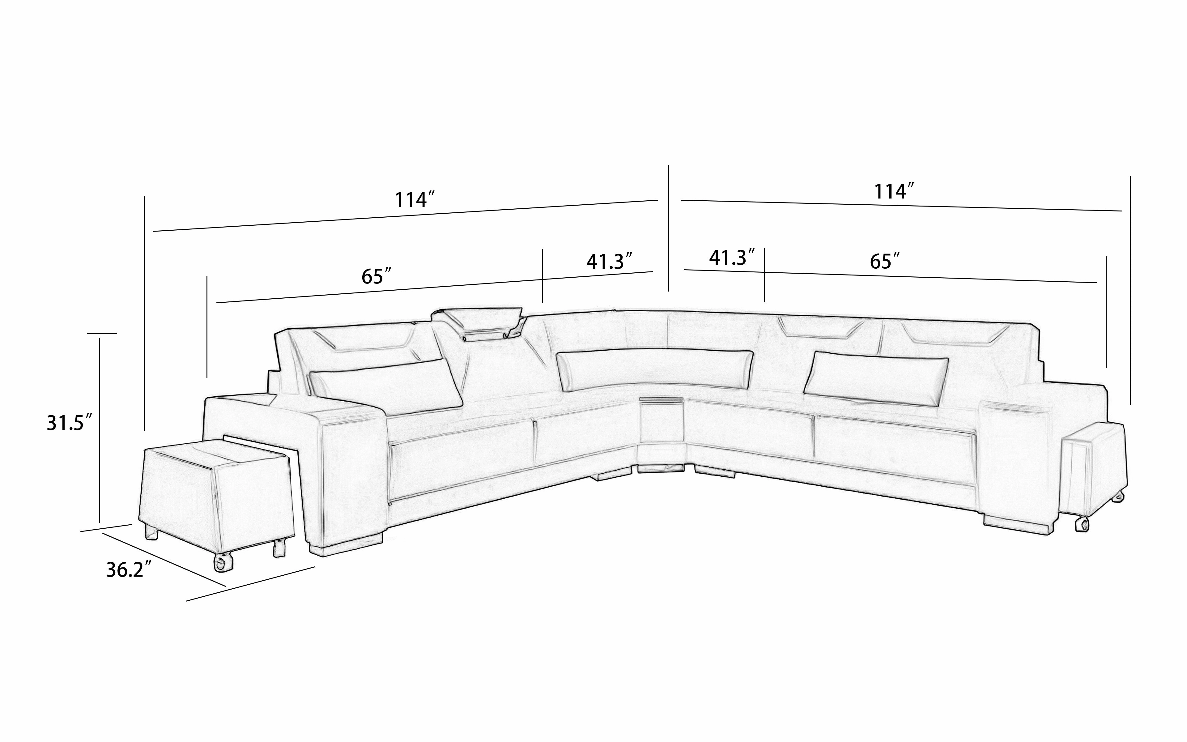 Cristana Modern Leather Sectional