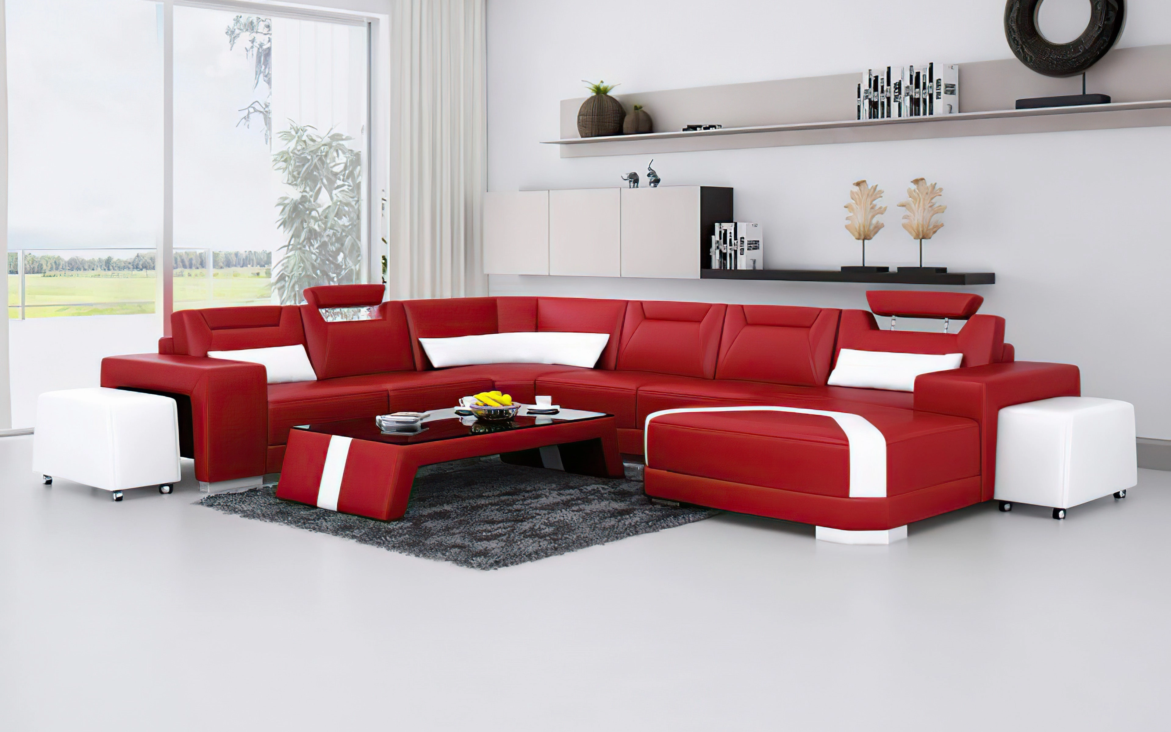 Cristana Modern U-Shape Leather Sectional