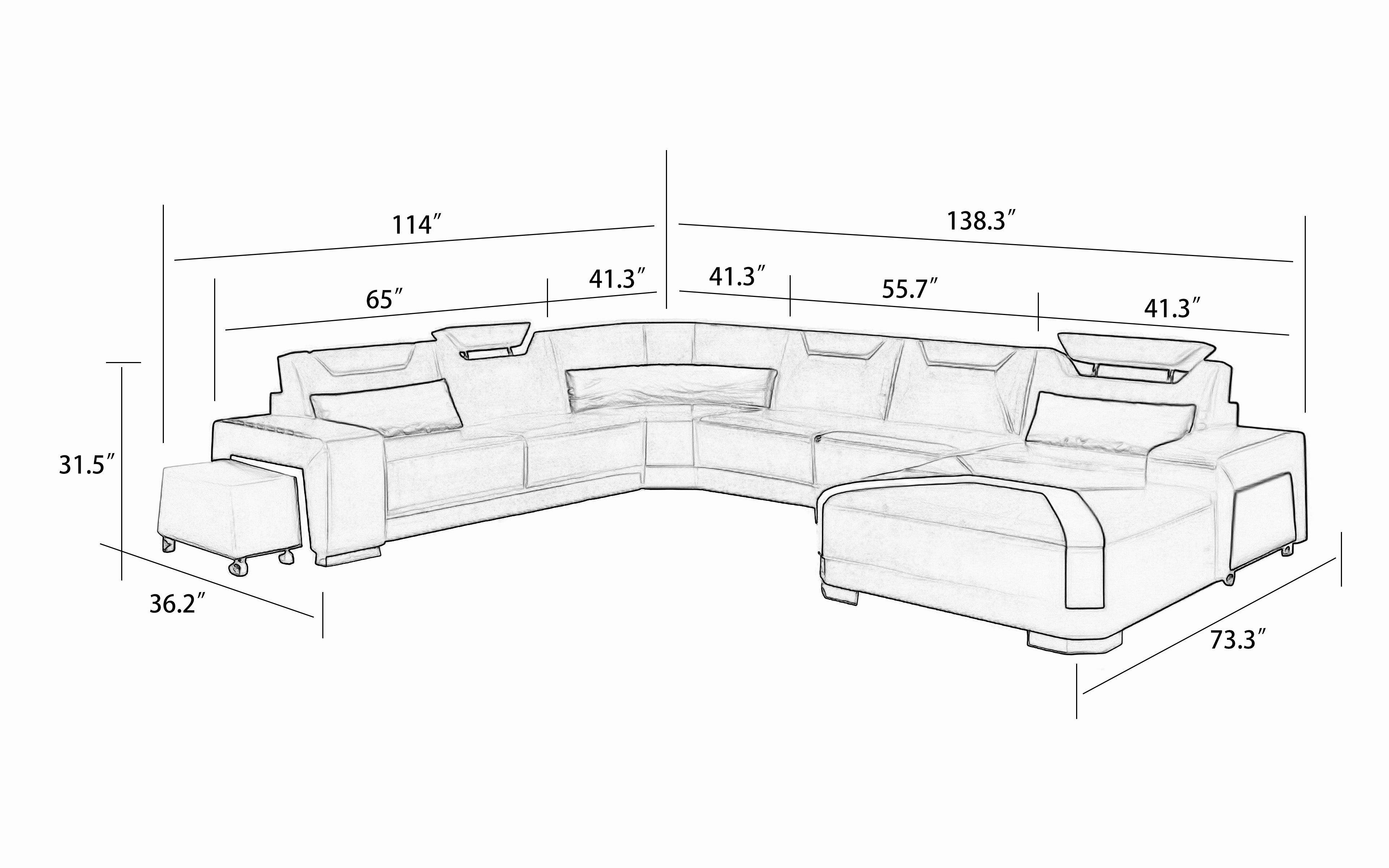 Cristana Modern U-Shape Leather Sectional