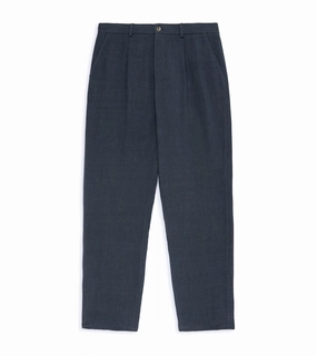 De Bonne Facture Wool Linen One Pleat Trousers: Dark Grey