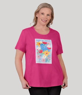 Designer Graphic Scoop Neck Top Dare to Dream