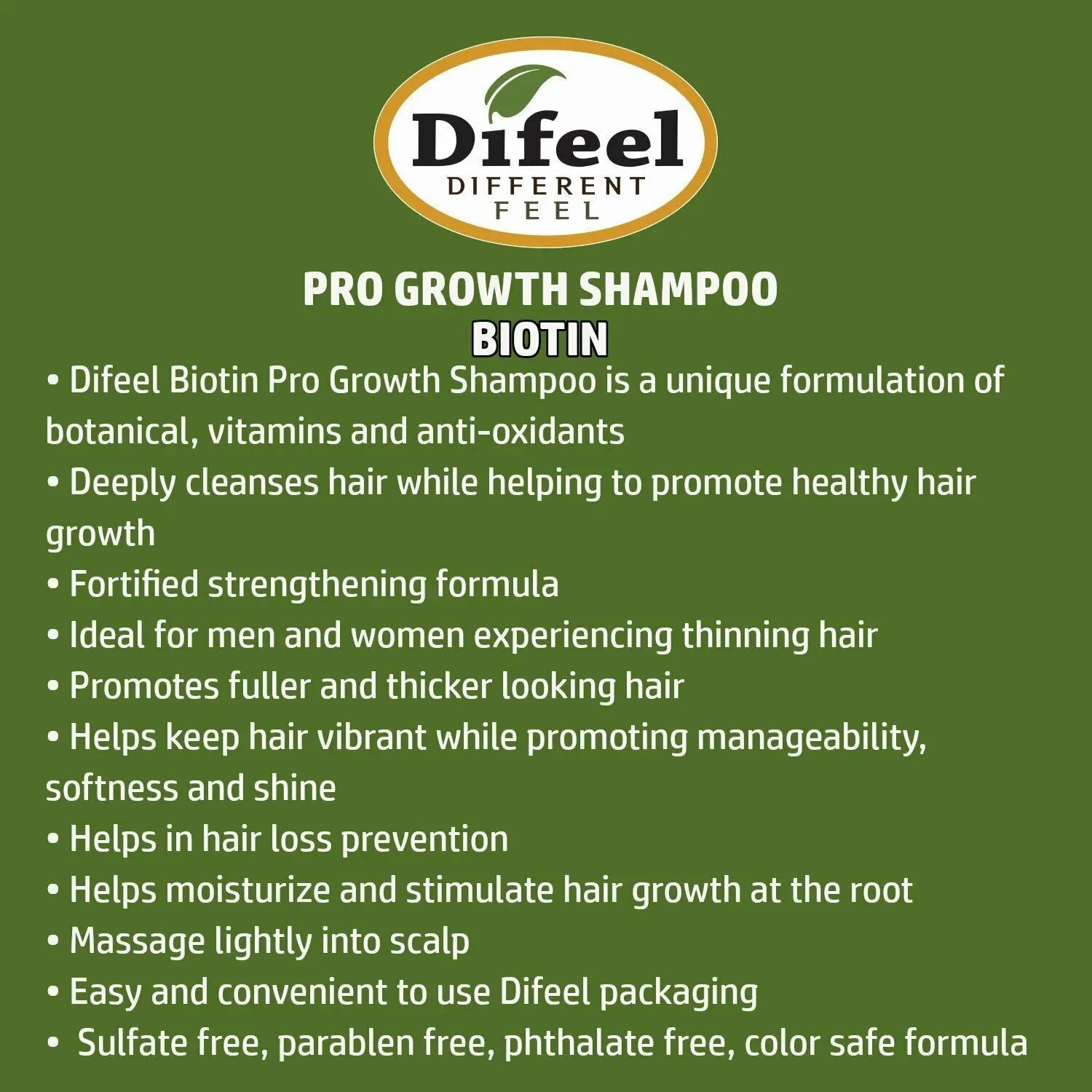 Difeel Pro-Growth Biotin Shampoo 12 oz