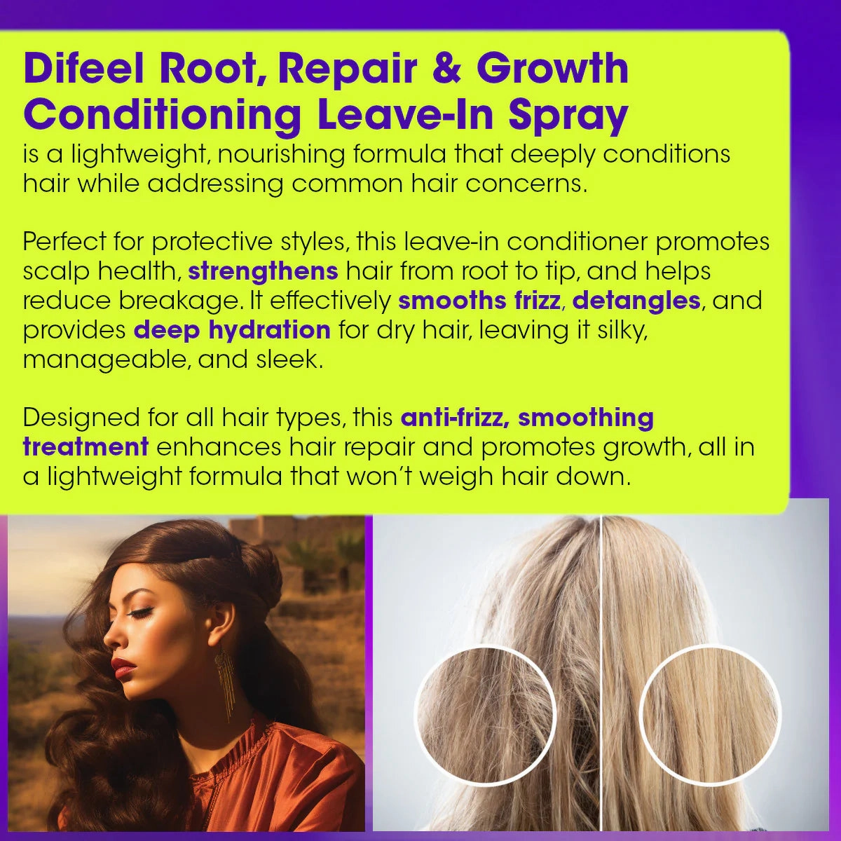 Difeel Root Repair & Growth Conditioning Leave-In Spray with Biotin & Rosemary Oil - 8 oz
