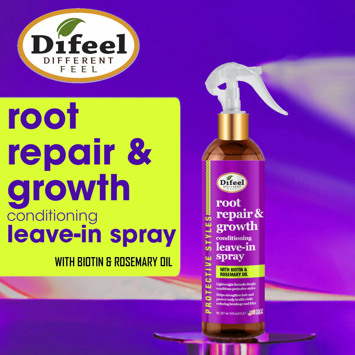 Difeel Root Repair & Growth Conditioning Leave-In Spray with Biotin & Rosemary Oil - 8 oz