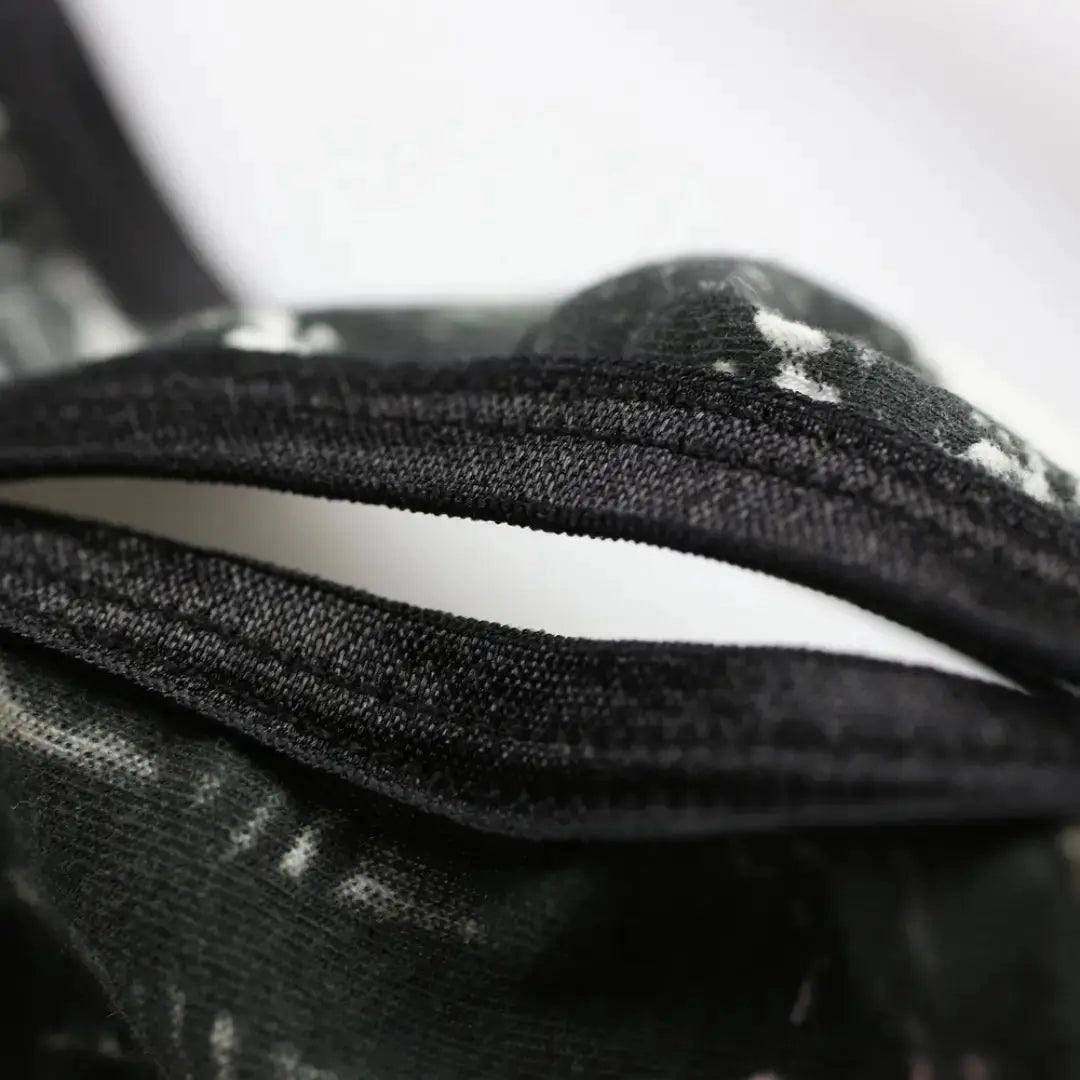 DomiGe Men's Black Irregular Print Cotton Thong with Front Opening