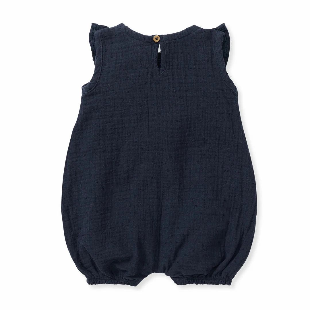 Dotted Muslin Romper - Midnight