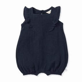 Dotted Muslin Romper - Midnight