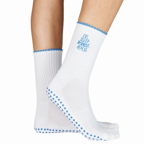 Eat Sleep Workout Repeat - Crew Grip Sock (Barre / Pilates)