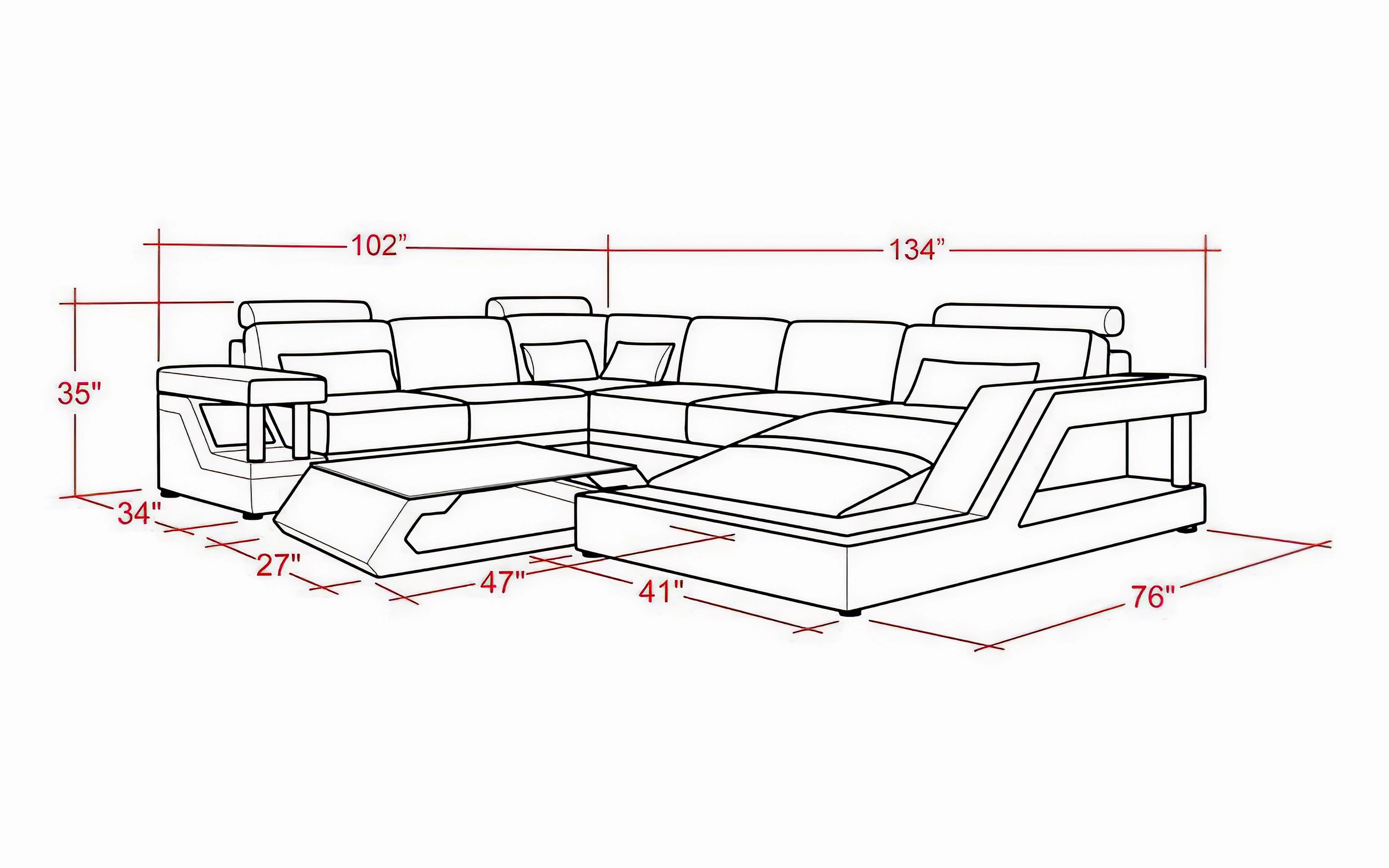 Emerson Leather Sectional With Storage
