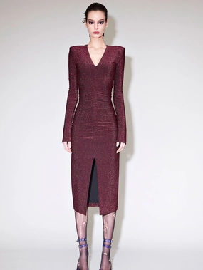 Fitted Dress In Fuchsia Lurex