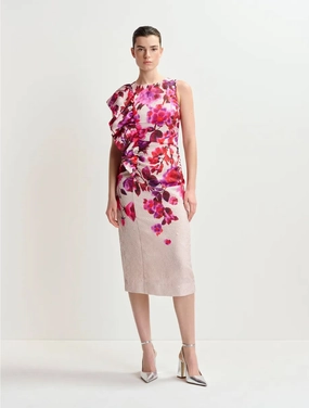 Fitted Dress with Pink Floral Print