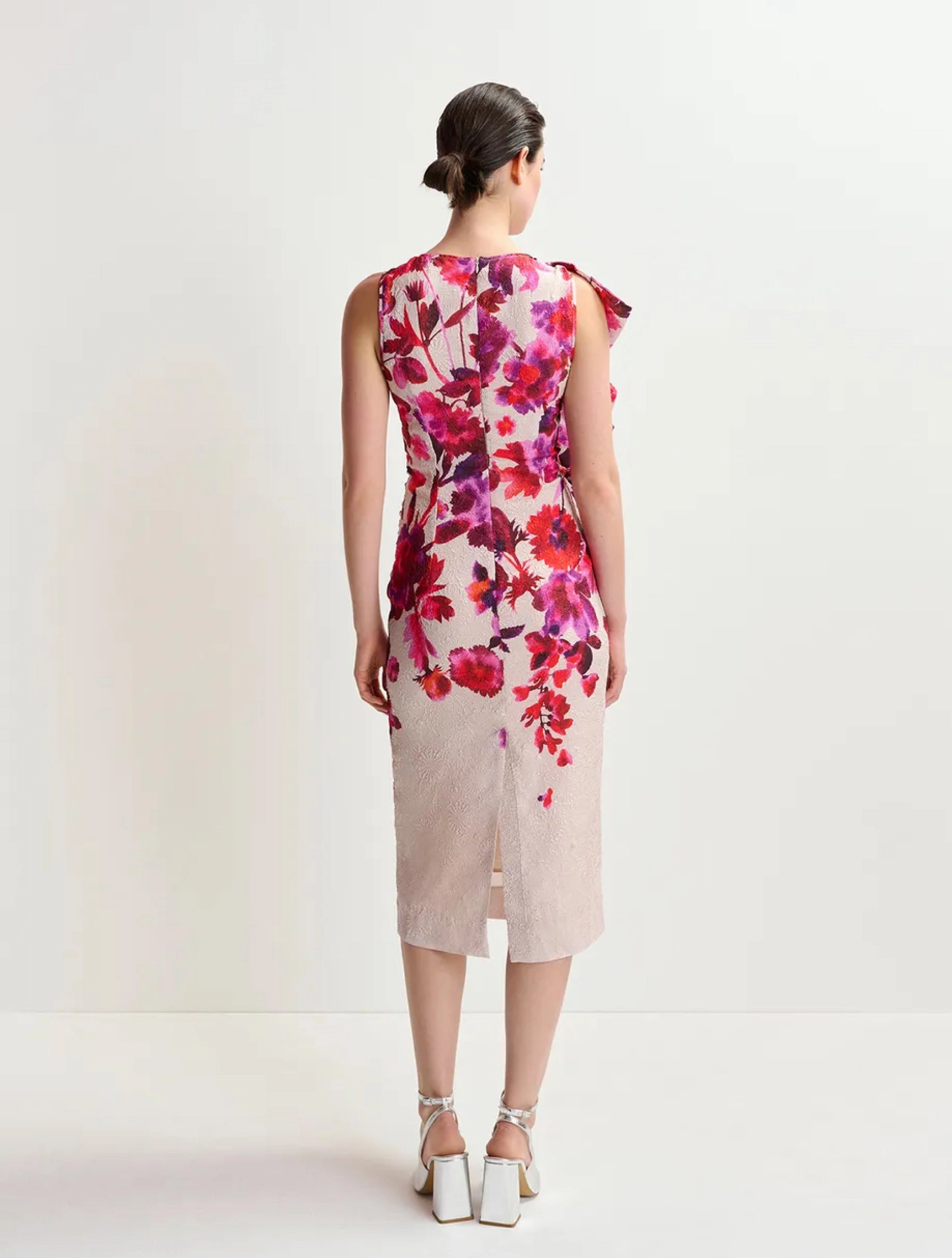Fitted Dress with Pink Floral Print