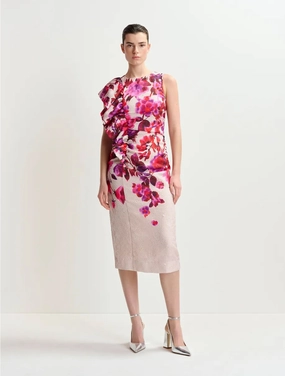 Fitted Dress with Pink Floral Print