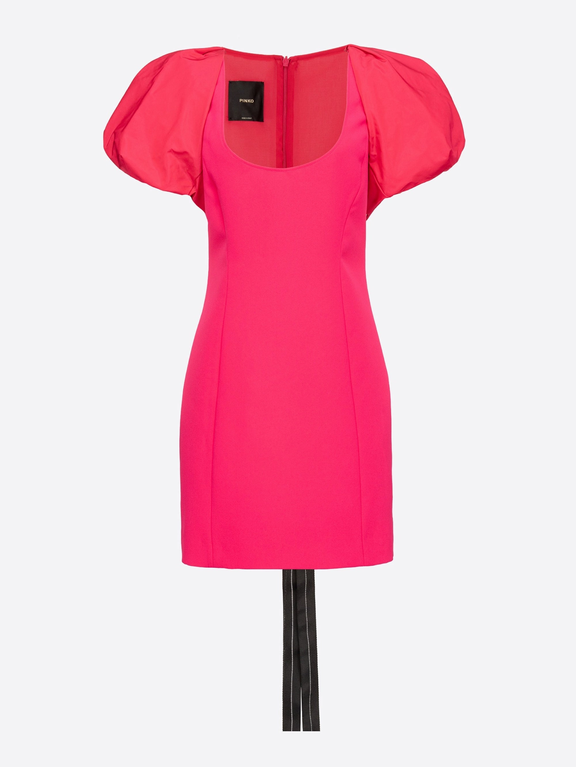 Fitted Dress with Red Balloon Sleeves