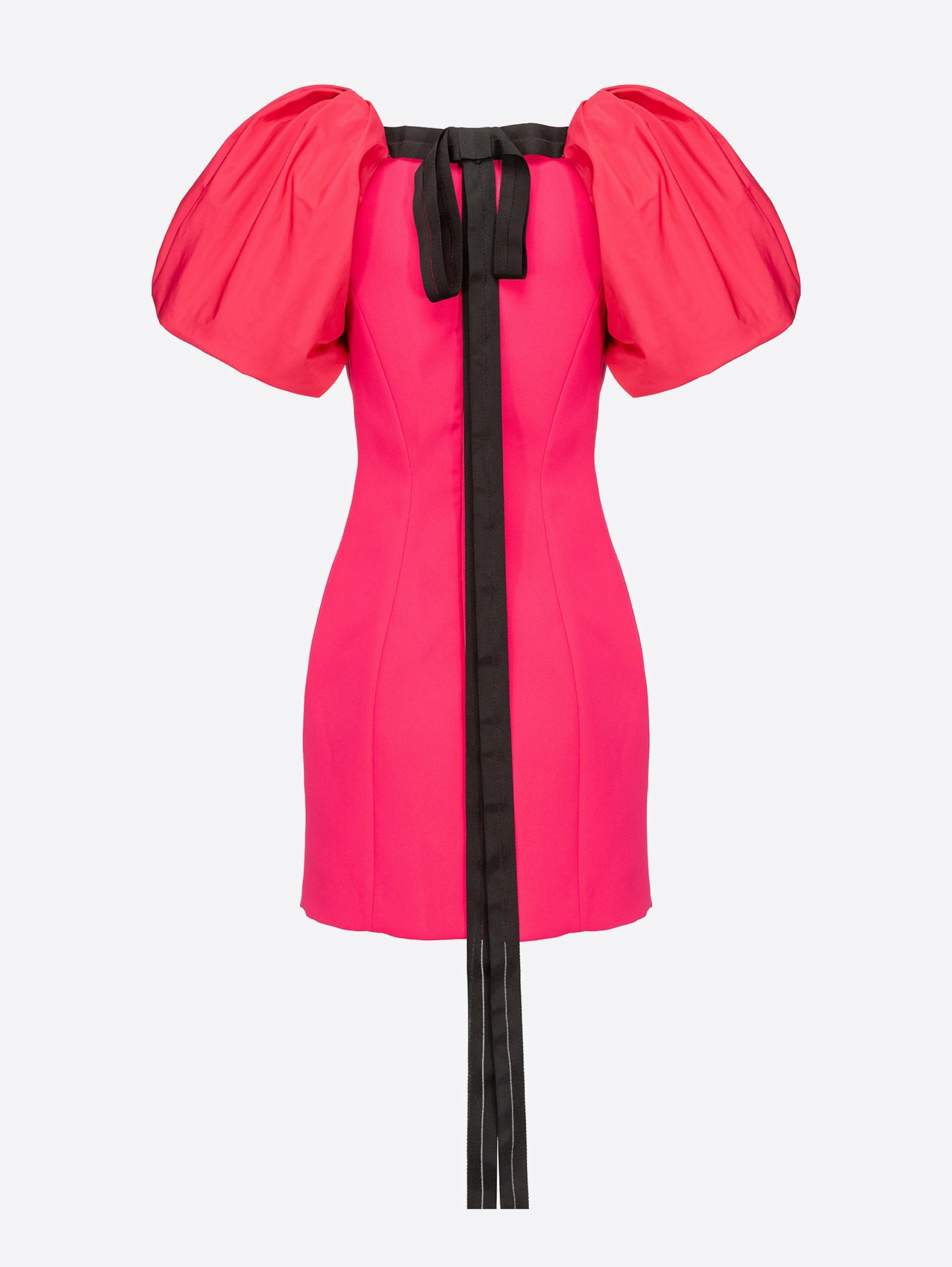Fitted Dress with Red Balloon Sleeves
