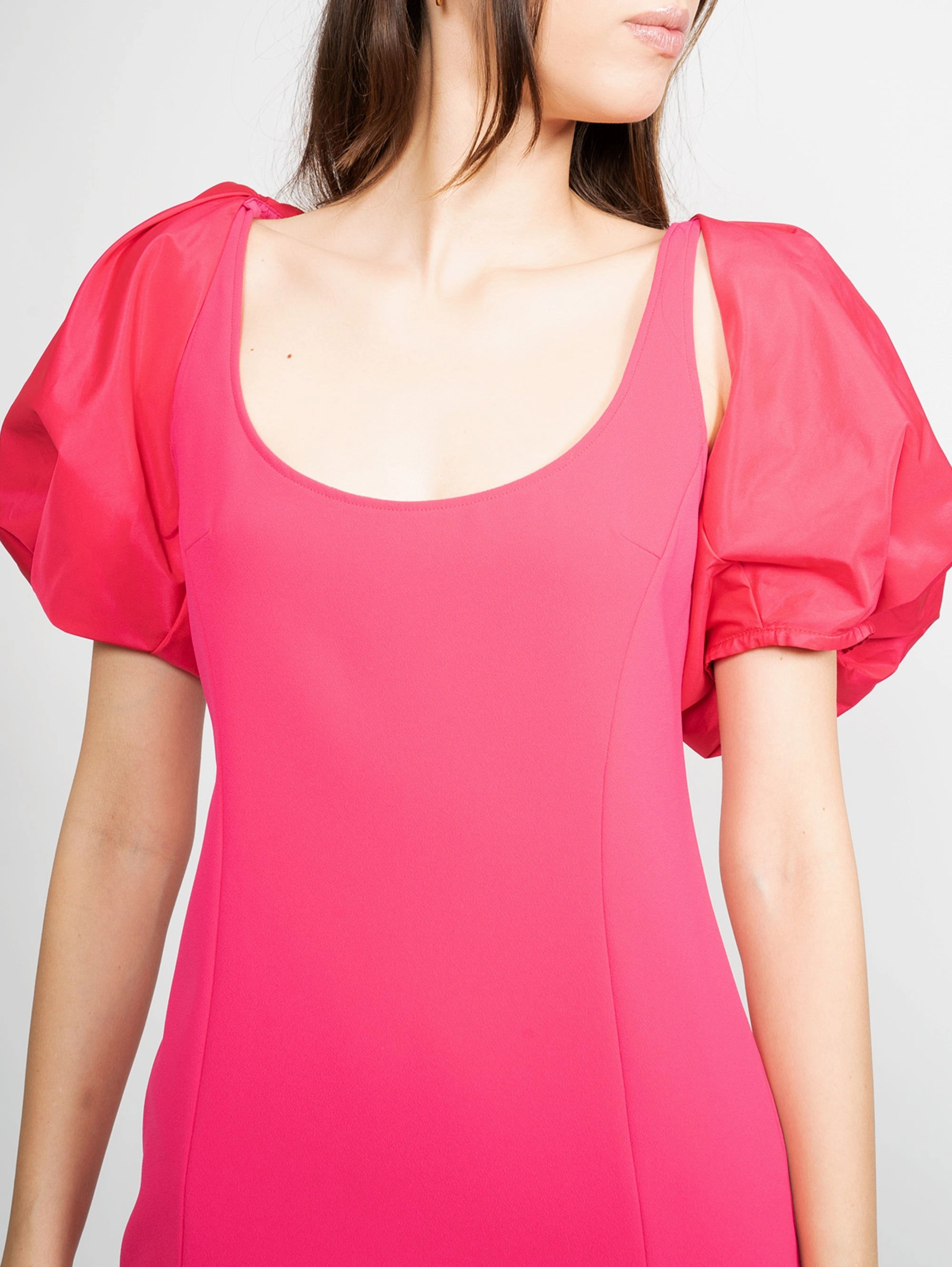 Fitted Dress with Red Balloon Sleeves