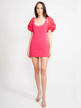 Fitted Dress with Red Balloon Sleeves