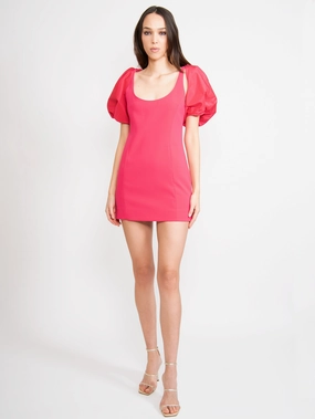 Fitted Dress with Red Balloon Sleeves