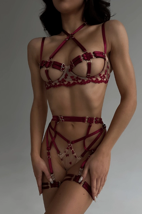 Four-piece lingerie set with thigh loop - AURORA