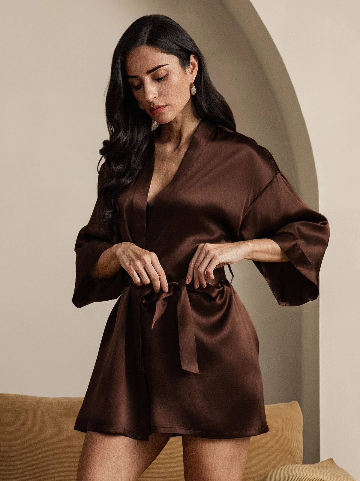 Glossy Pure Silk Robe For Women