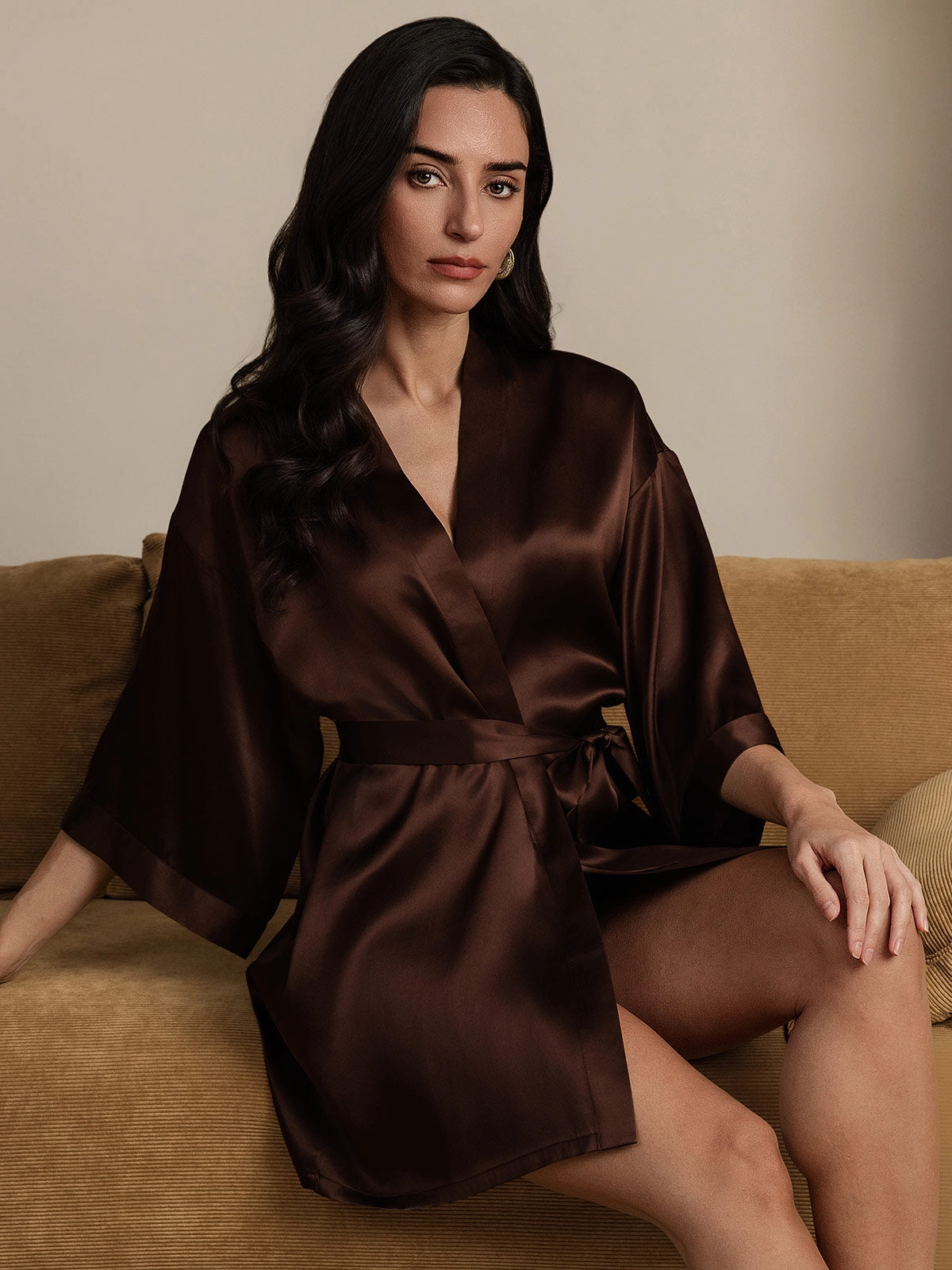 Glossy Pure Silk Robe For Women