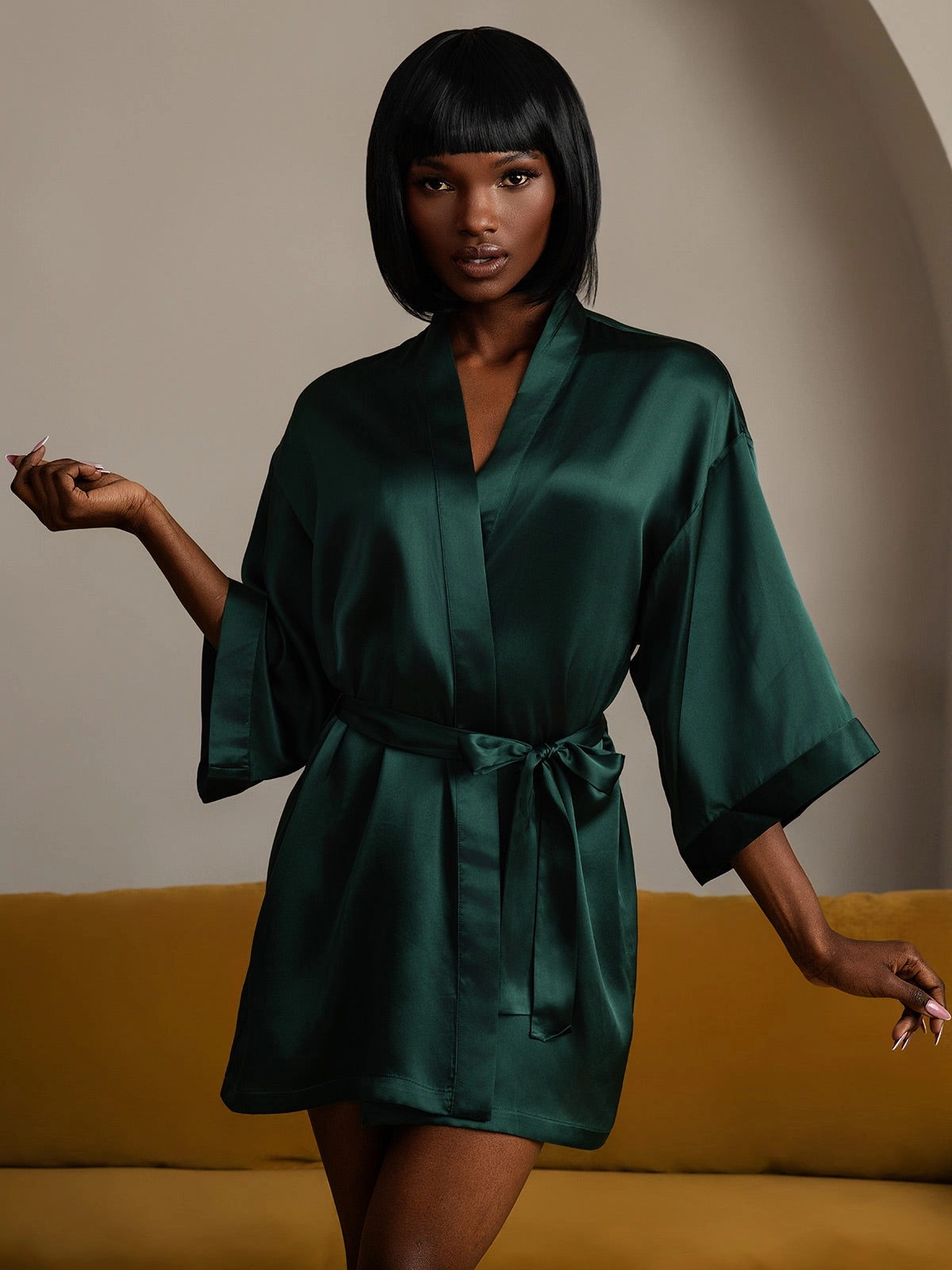 Glossy Pure Silk Robe For Women