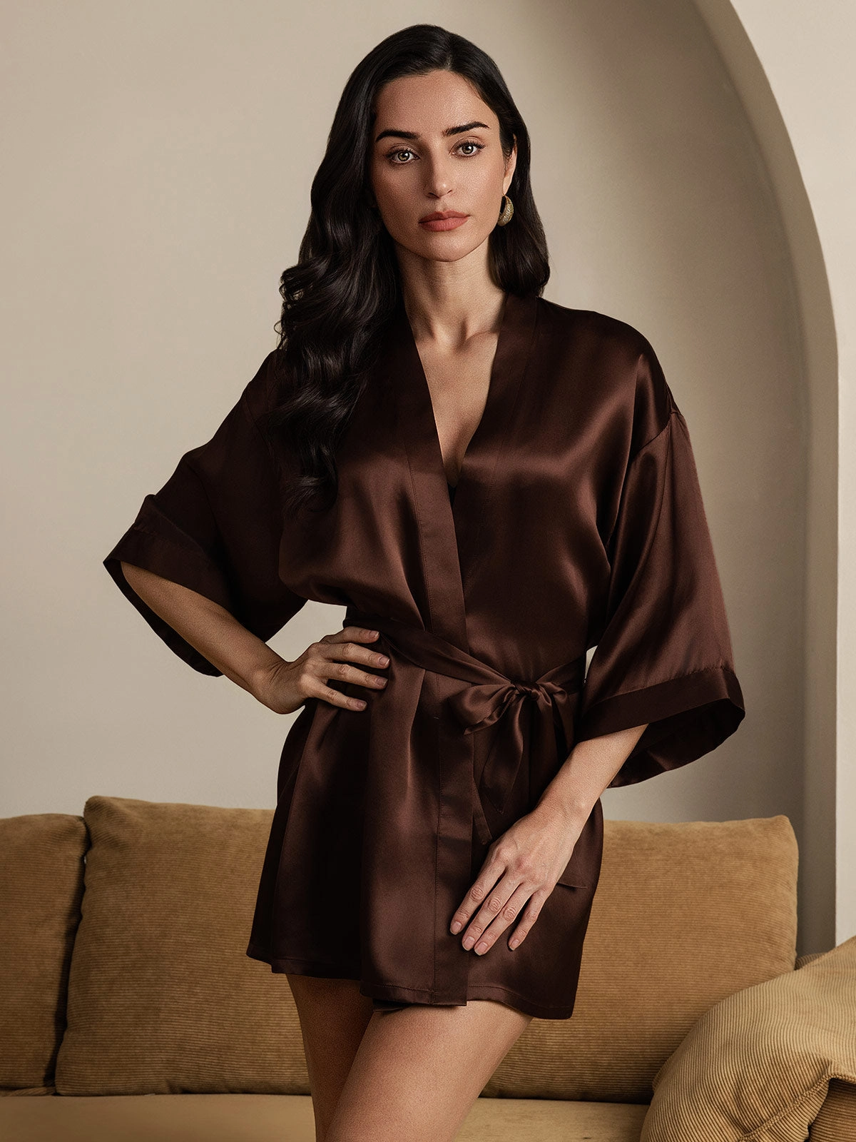 Glossy Pure Silk Robe For Women