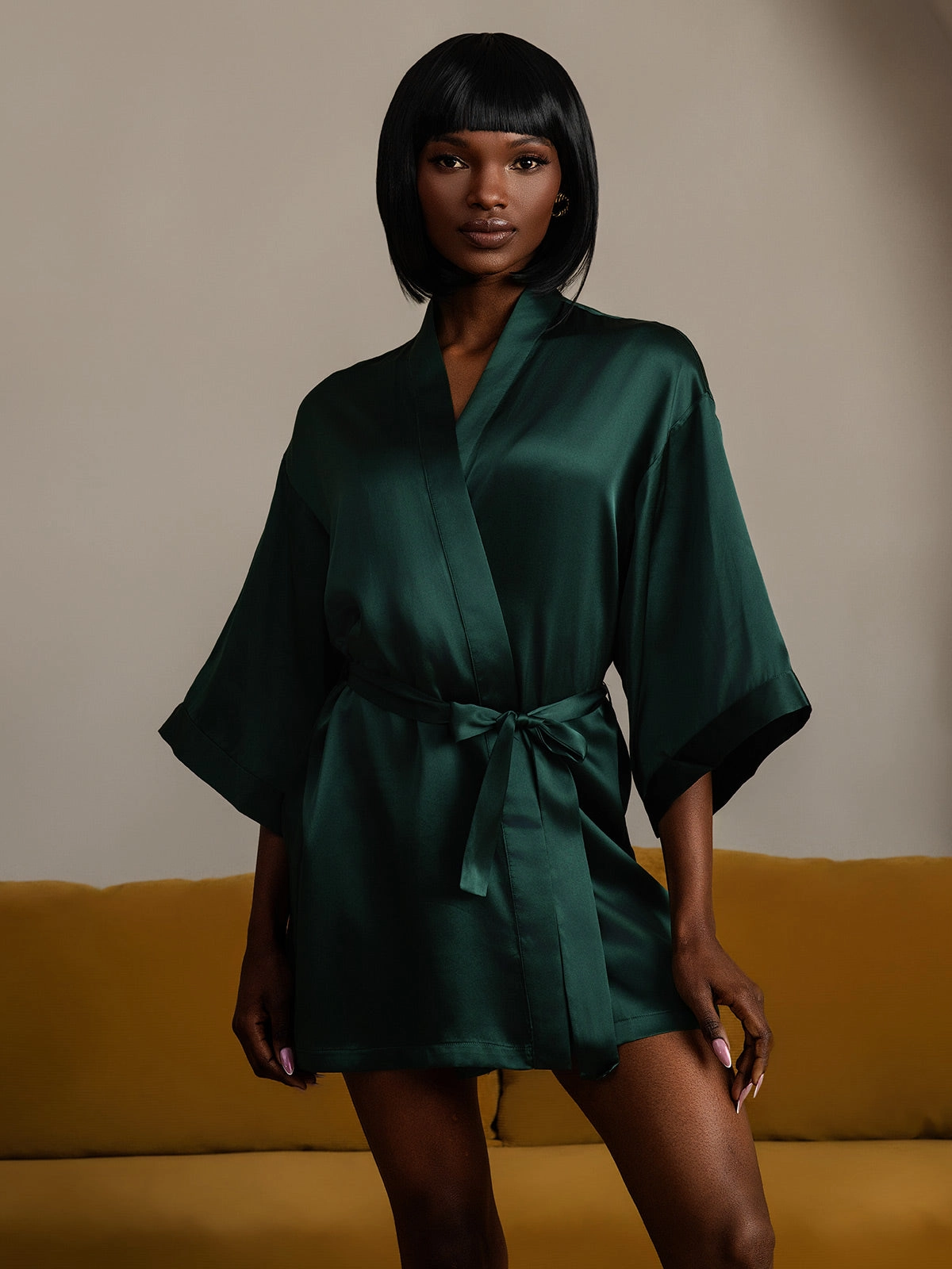 Glossy Pure Silk Robe For Women