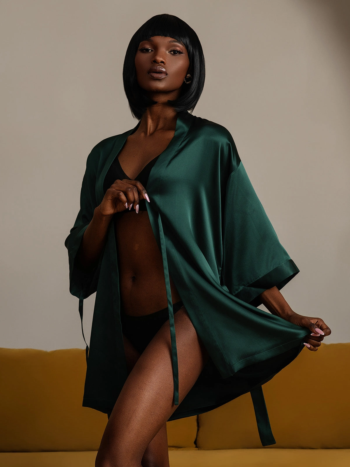 Glossy Pure Silk Robe For Women