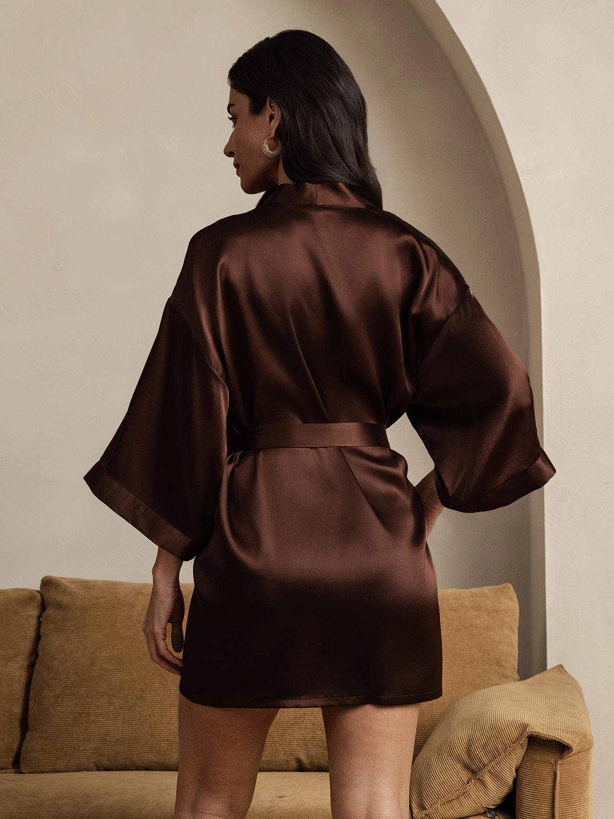 Glossy Pure Silk Robe For Women