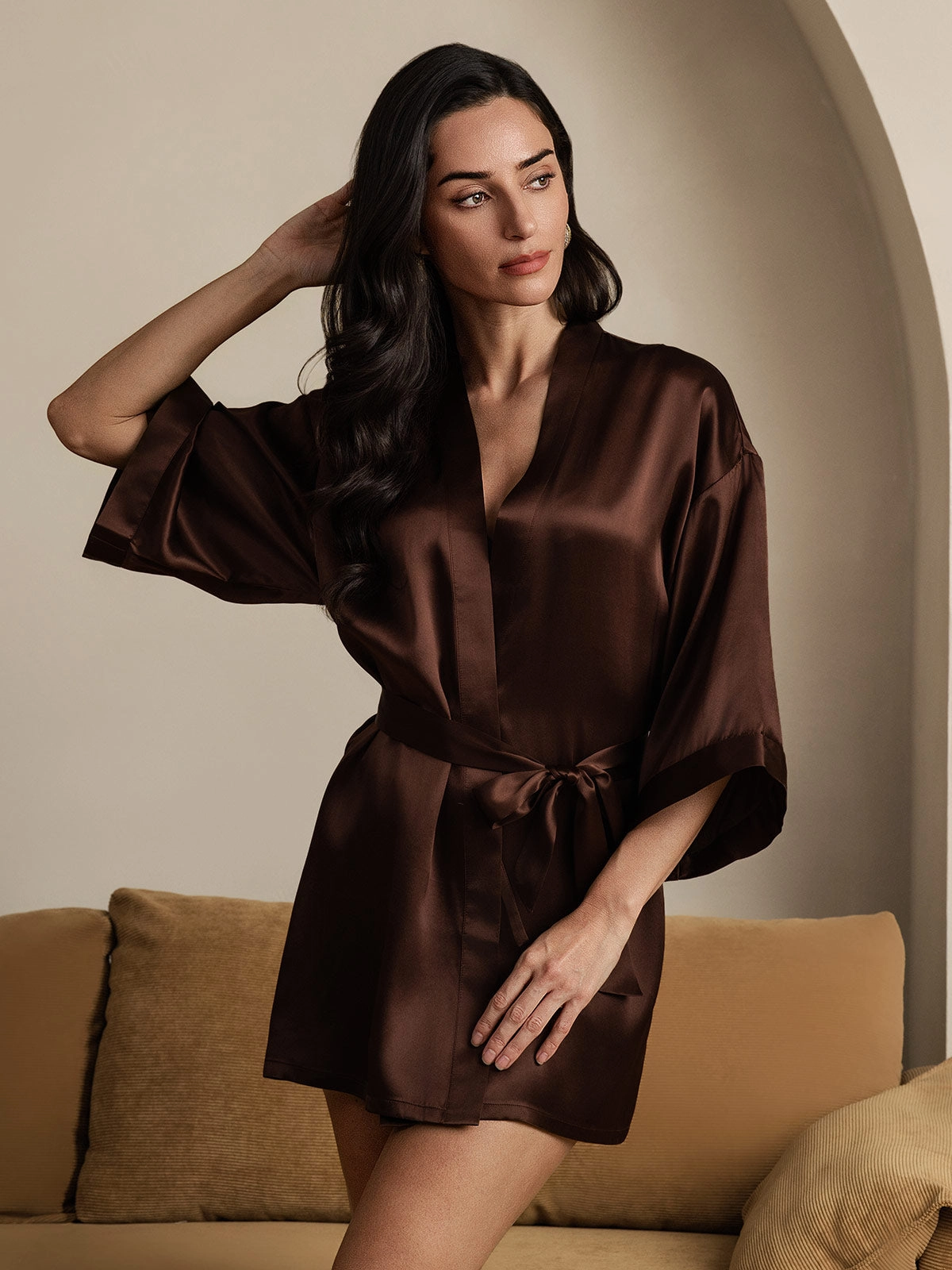 Glossy Pure Silk Robe For Women
