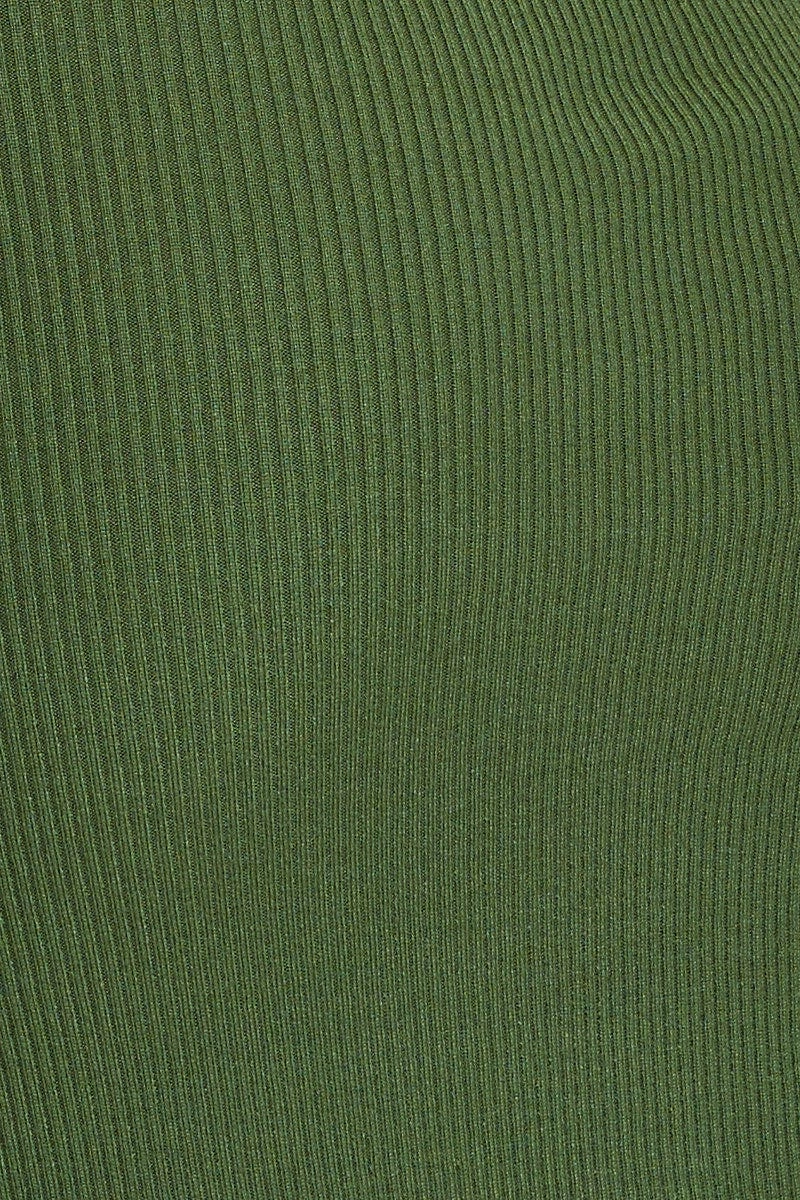 Green Knit Dress Midi Halter Neck