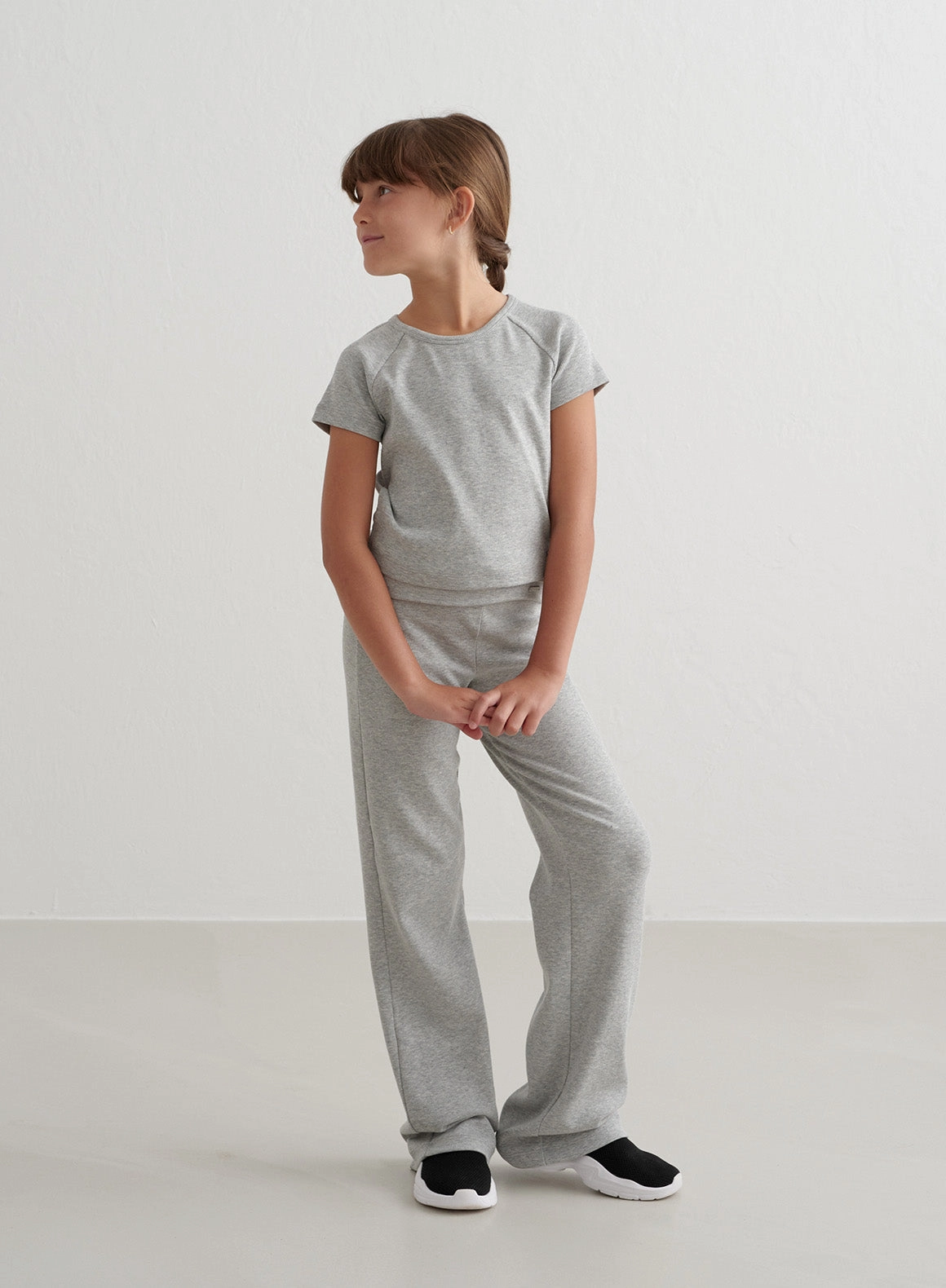 Grey Melange Young Ease Ribbed Short Sleeve