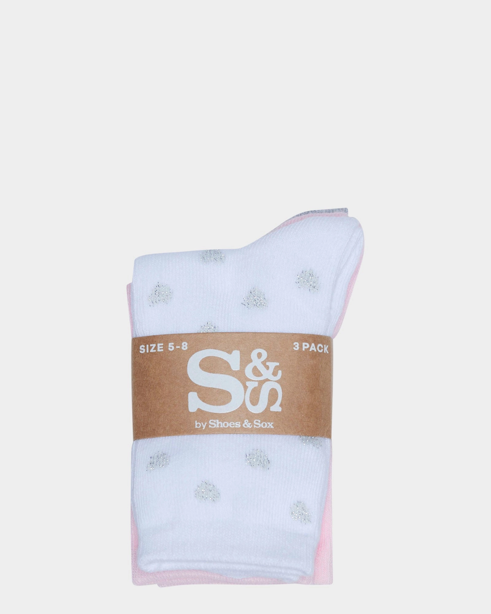Hearts Crew 3 Pack Grey/White/Pink