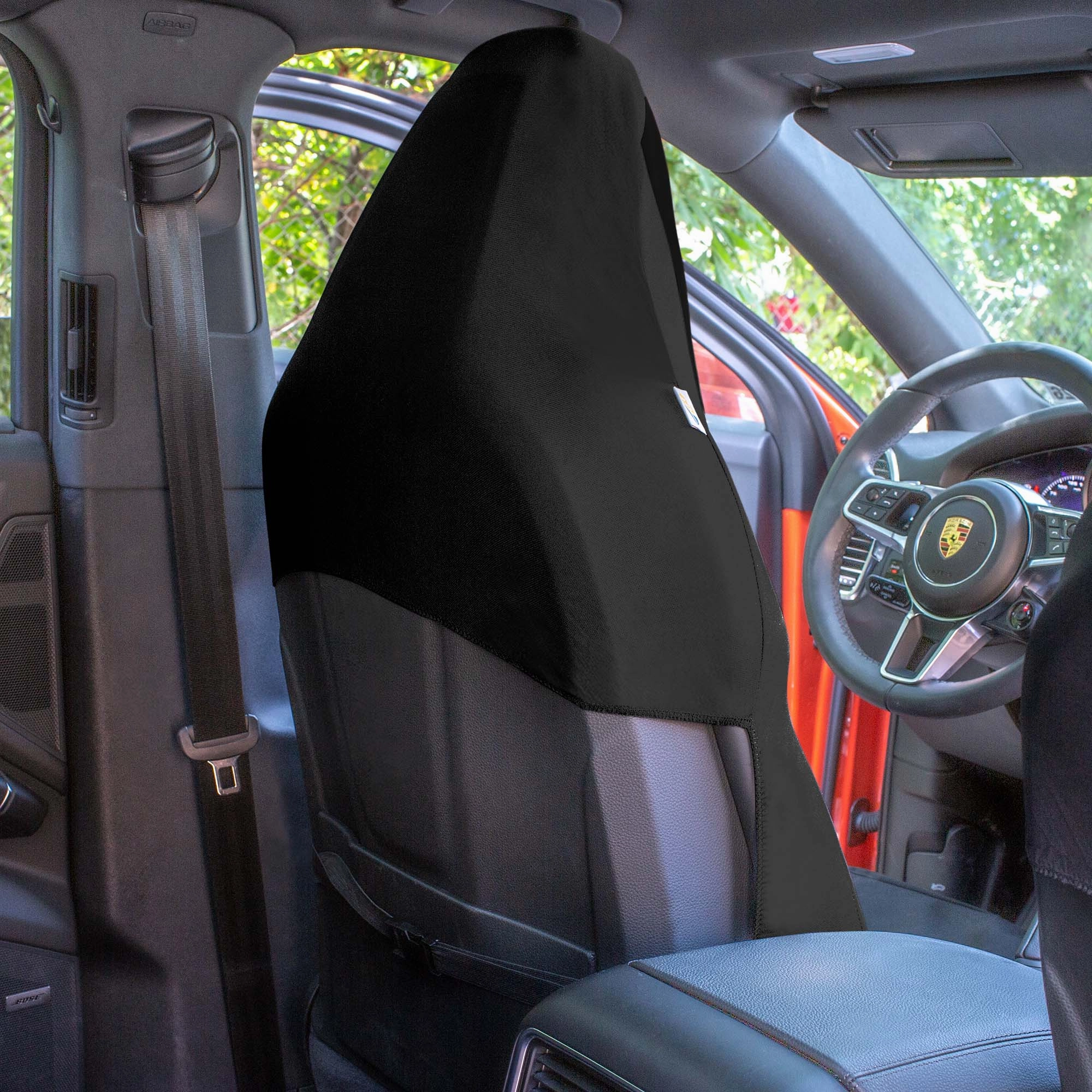 High Back Sporty Flat Cloth Seat Covers - Full Set - Black