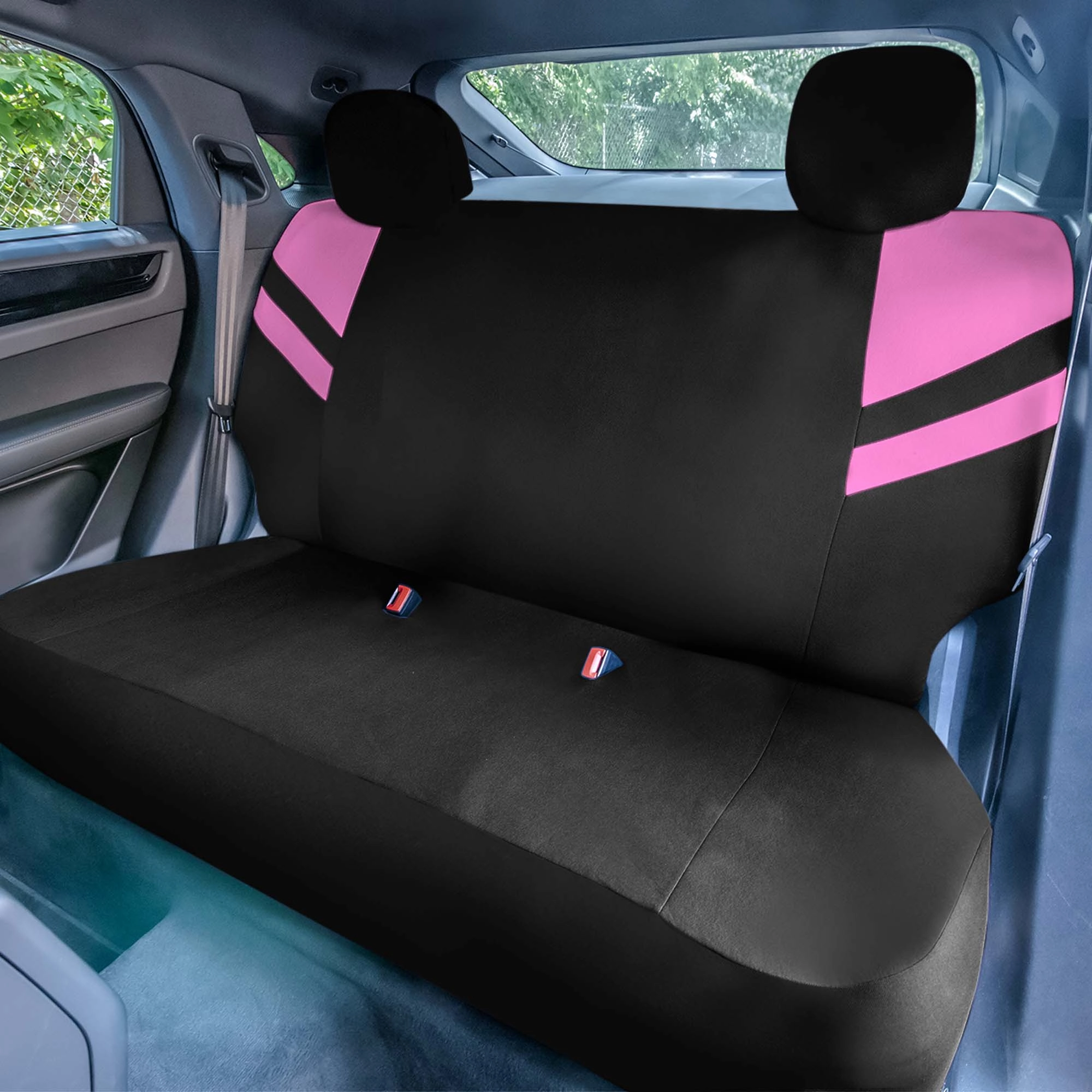 High Back Sporty Flat Cloth Seat Covers - Full Set - Pink
