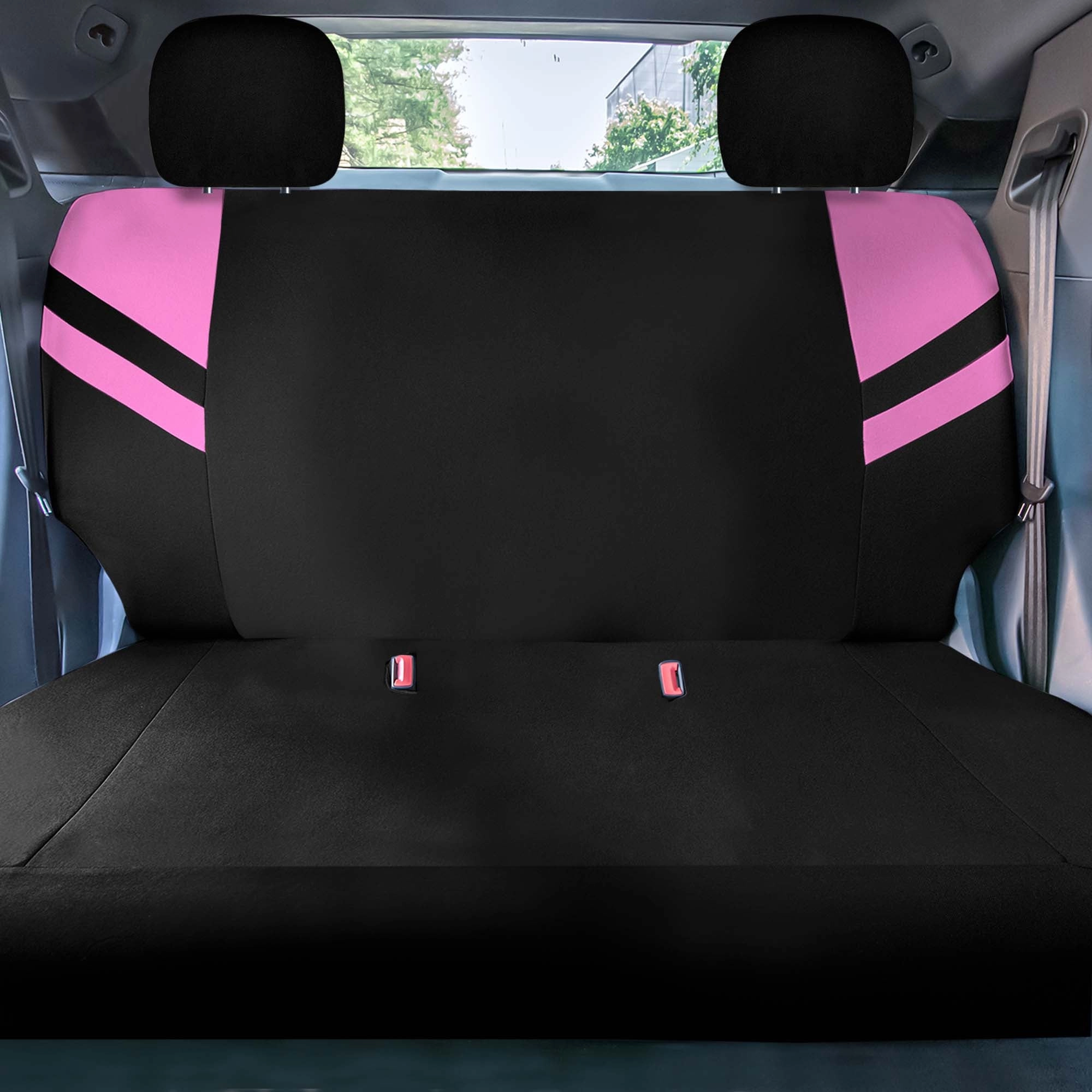 High Back Sporty Flat Cloth Seat Covers - Full Set - Pink