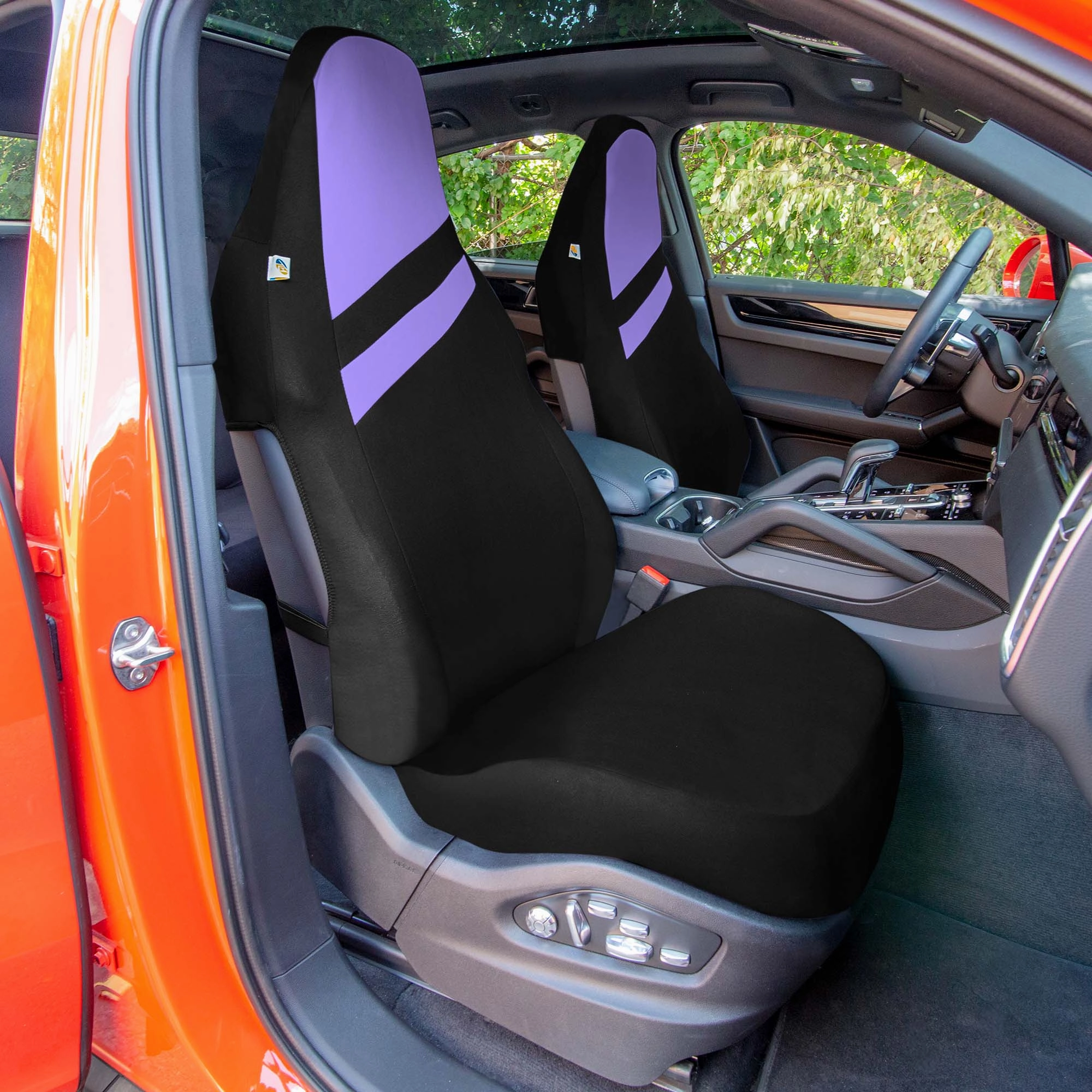 High Back Sporty Flat Cloth Seat Covers - Full Set - Purple
