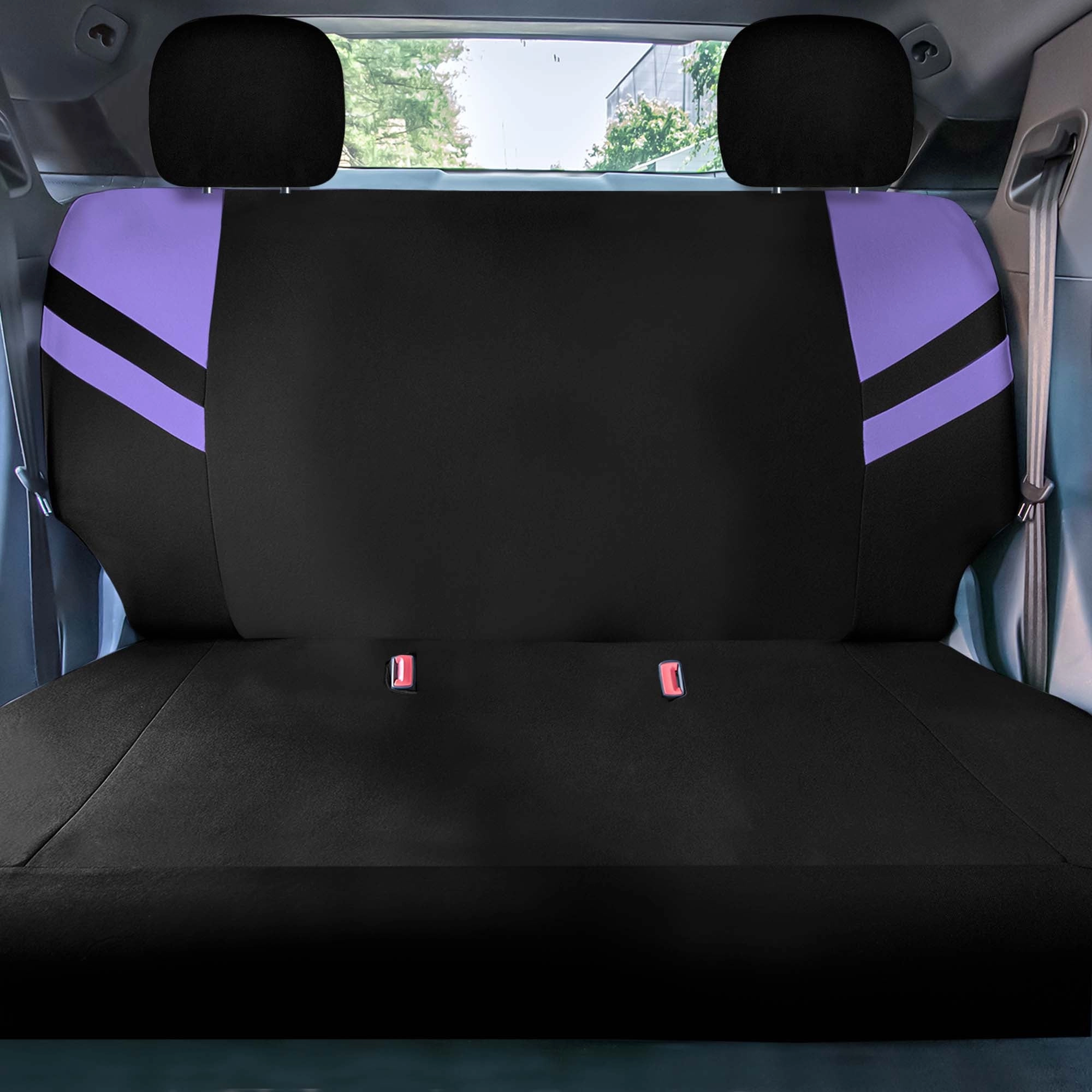 High Back Sporty Flat Cloth Seat Covers - Full Set - Purple